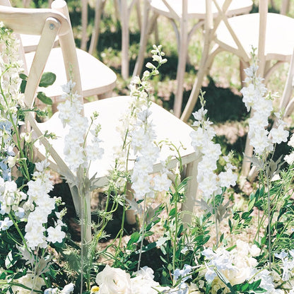 8PCS White Delphinium Artificial Flower Silk Larkspur Flowers 34.6'' Long Stem Plant Floral Silk Flowers Faux Bouquets for Tall Vase Floral Arrangements Floor Home Garden Outdoor Wedding Decor