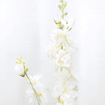 8PCS White Delphinium Artificial Flower Silk Larkspur Flowers 34.6'' Long Stem Plant Floral Silk Flowers Faux Bouquets for Tall Vase Floral Arrangements Floor Home Garden Outdoor Wedding Decor