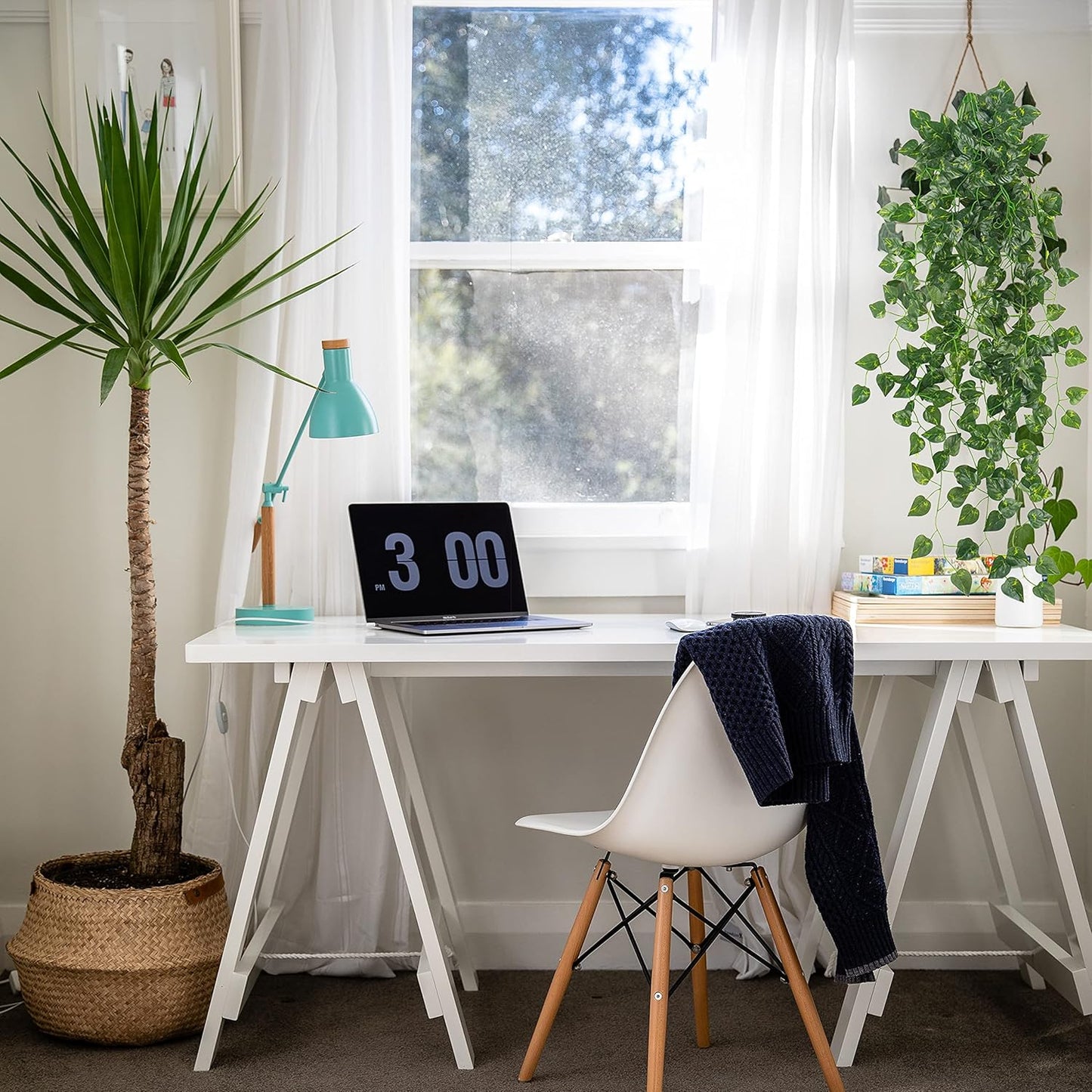 2Pcs Fake Plants for Outside Fake Plant Decor 3.1ft Artificial Hanging Plants Fake Ivy Vine Faux Greenery Vine Plant for Home Room Wall Pot Hanging Planter Indoor Outdoor Décor