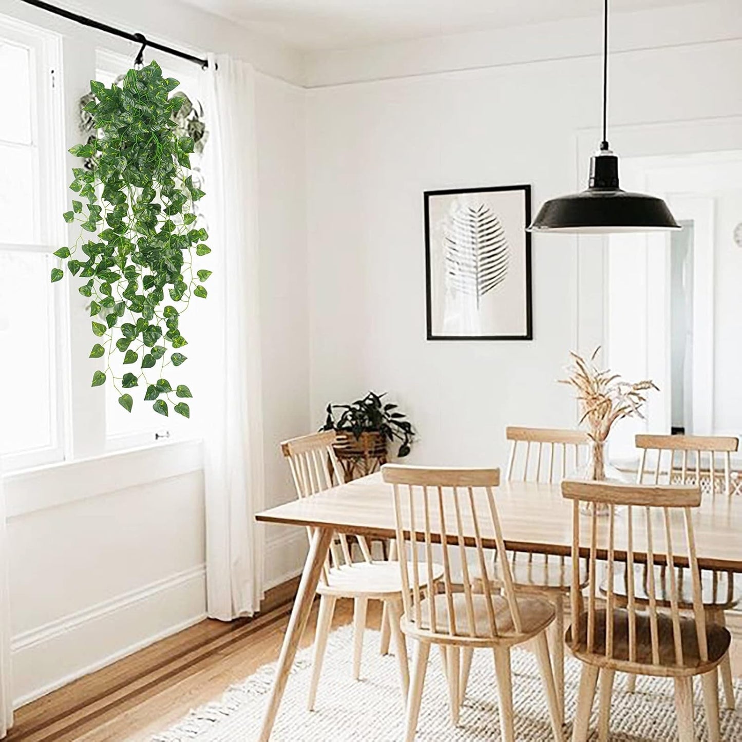 2Pcs Fake Plants for Outside Fake Plant Decor 3.1ft Artificial Hanging Plants Fake Ivy Vine Faux Greenery Vine Plant for Home Room Wall Pot Hanging Planter Indoor Outdoor Décor