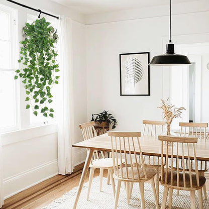 2Pcs Fake Plants for Outside Fake Plant Decor 3.1ft Artificial Hanging Plants Fake Ivy Vine Faux Greenery Vine Plant for Home Room Wall Pot Hanging Planter Indoor Outdoor Décor