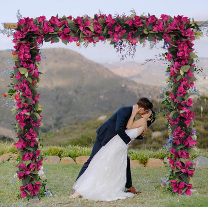 Artificial Bougainvillea Garland,4PCS 7.2ft/Piece Pink Flower Garland Faux Silk Bougainvillea Vines Artificial Decor for Wedding Arch Table Home Garden(Deep Pink)