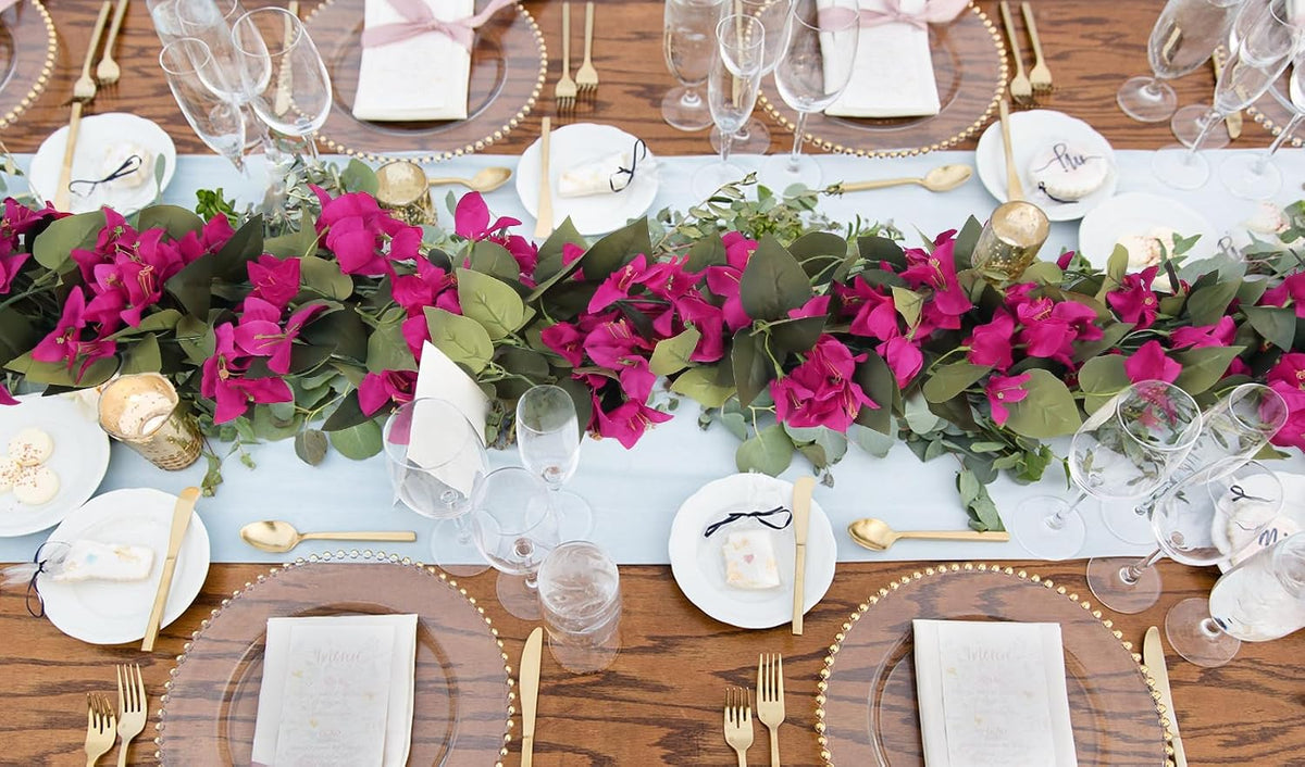 Artificial Bougainvillea Garland,4PCS 7.2ft/Piece Pink Flower Garland Faux Silk Bougainvillea Vines Artificial Decor for Wedding Arch Table Home Garden(Deep Pink)