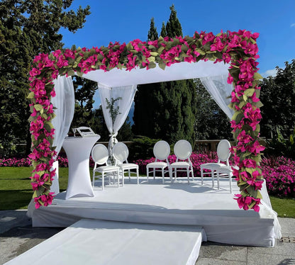 Artificial Bougainvillea Garland,4PCS 7.2ft/Piece Pink Flower Garland Faux Silk Bougainvillea Vines Artificial Decor for Wedding Arch Table Home Garden(Deep Pink)