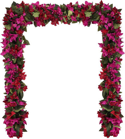 Artificial Bougainvillea Garland,4PCS 7.2ft/Piece Pink Flower Garland Faux Silk Bougainvillea Vines Artificial Decor for Wedding Arch Table Home Garden(Deep Pink)