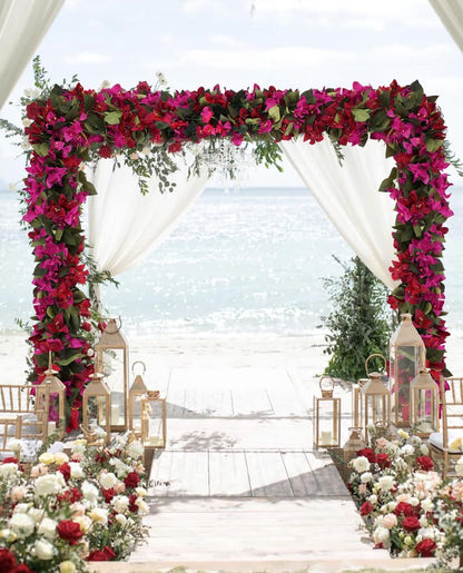 Artificial Bougainvillea Garland,4PCS 7.2ft/Piece Pink Flower Garland Faux Silk Bougainvillea Vines Artificial Decor for Wedding Arch Table Home Garden(Deep Pink)