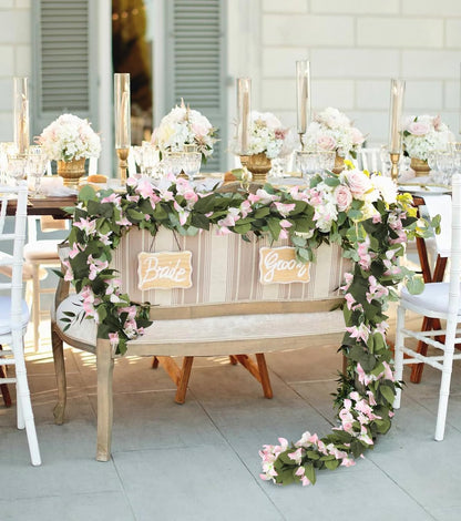 Artificial Bougainvillea Garland,4PCS 7.2ft/Piece Pink Flower Garland Faux Silk Bougainvillea Vines Artificial Decor for Wedding Arch Table Home Garden(Deep Pink)