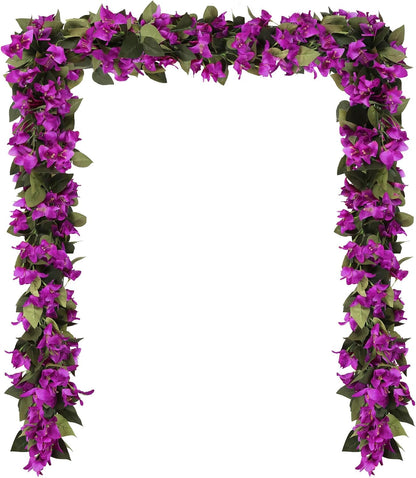 Artificial Bougainvillea Garland,4PCS 7.2ft/Piece Pink Flower Garland Faux Silk Bougainvillea Vines Artificial Decor for Wedding Arch Table Home Garden(Deep Pink)