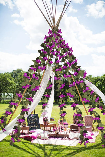 Artificial Bougainvillea Garland,4PCS 7.2ft/Piece Pink Flower Garland Faux Silk Bougainvillea Vines Artificial Decor for Wedding Arch Table Home Garden(Deep Pink)