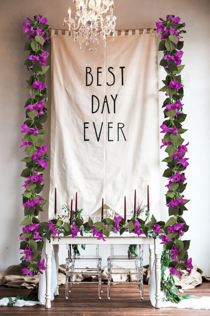 Artificial Bougainvillea Garland,4PCS 7.2ft/Piece Pink Flower Garland Faux Silk Bougainvillea Vines Artificial Decor for Wedding Arch Table Home Garden(Deep Pink)
