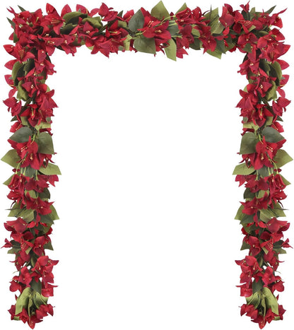 Artificial Bougainvillea Garland,4PCS 7.2ft/Piece Pink Flower Garland Faux Silk Bougainvillea Vines Artificial Decor for Wedding Arch Table Home Garden(Deep Pink)