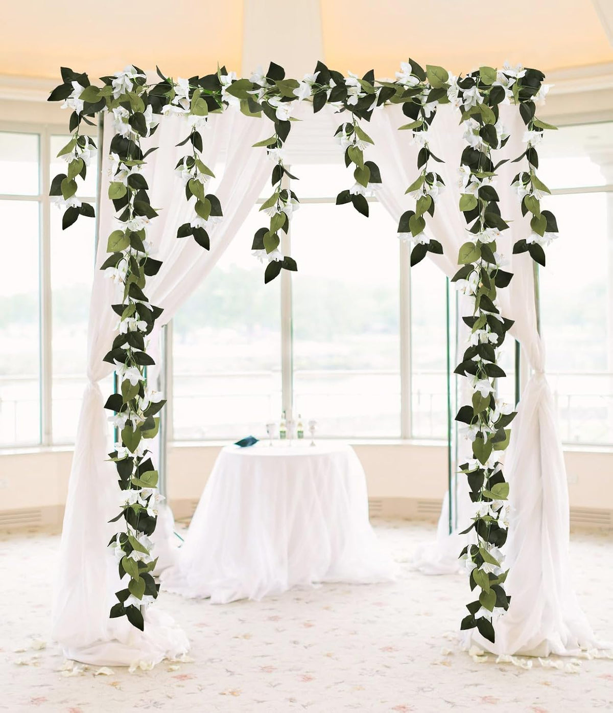 Artificial Bougainvillea Garland,4PCS 7.2ft/Piece Pink Flower Garland Faux Silk Bougainvillea Vines Artificial Decor for Wedding Arch Table Home Garden(Deep Pink)