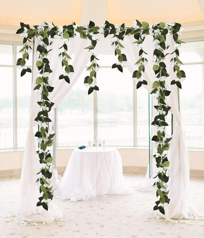 Artificial Bougainvillea Garland,4PCS 7.2ft/Piece Pink Flower Garland Faux Silk Bougainvillea Vines Artificial Decor for Wedding Arch Table Home Garden(Deep Pink)