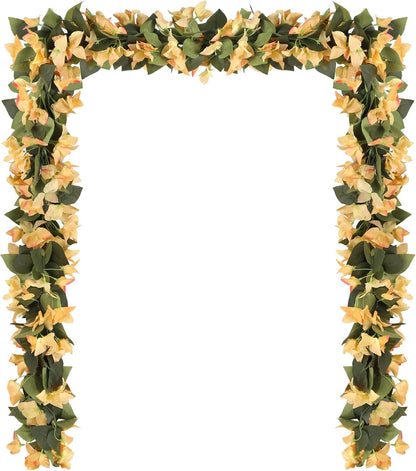 Artificial Bougainvillea Garland,4PCS 7.2ft/Piece Pink Flower Garland Faux Silk Bougainvillea Vines Artificial Decor for Wedding Arch Table Home Garden(Deep Pink)