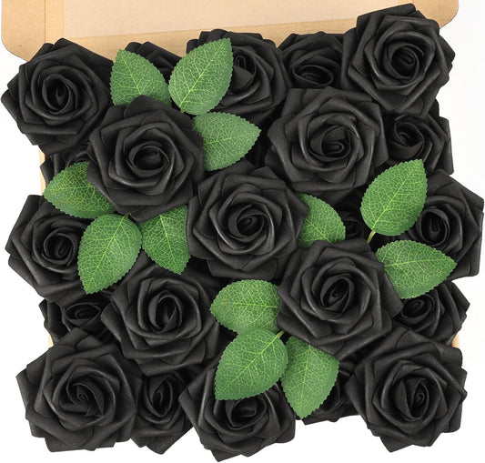 Artificial Flowers with Stems,25pcs Purple Lavender Flowers Bulk Real Touch Fake Flowers Roses for DIY Wedding Bridal Bouquet Baby Shower Home Thanksgiving Party Tables Decoration - Colors B