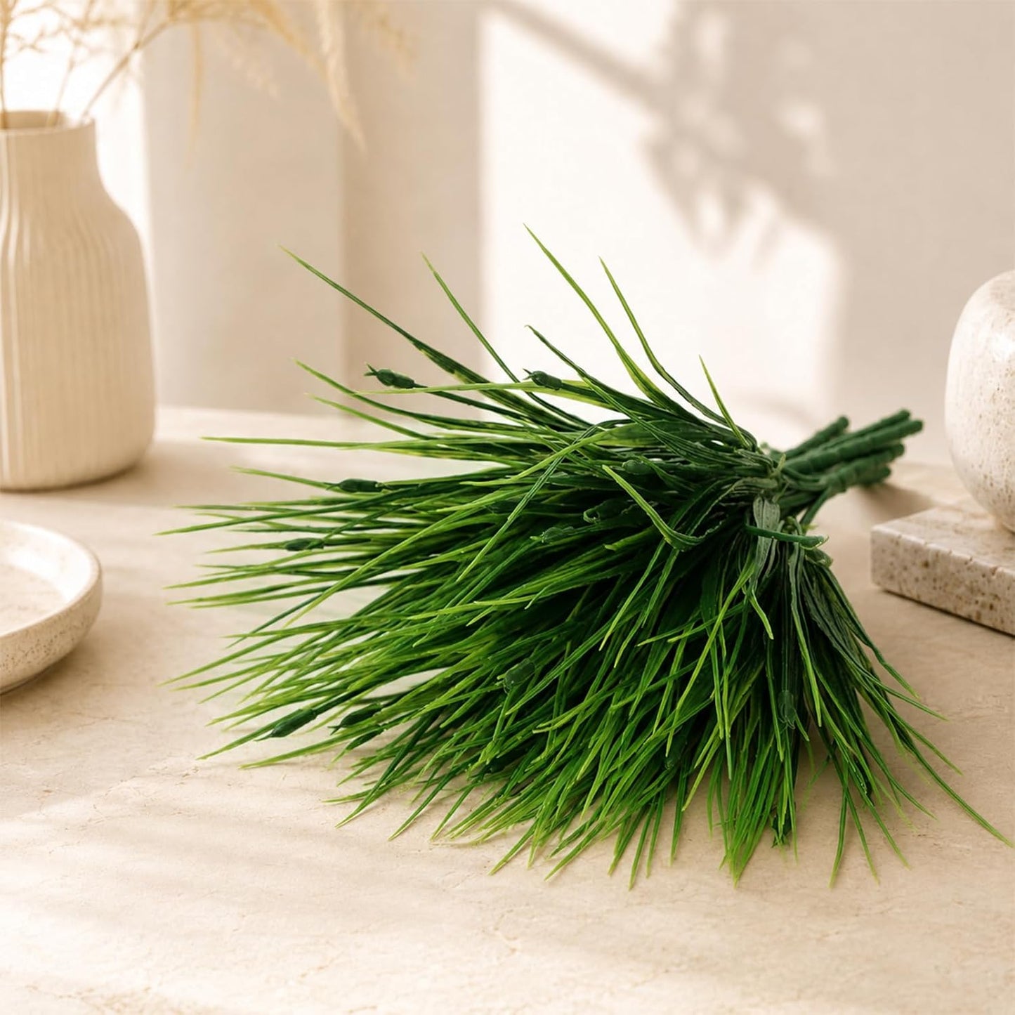4 Pcs Artificial Wheat Grass, 28cm Fake Grass Faux Plastic Plants Outdoor UV Resistant Wheat Fake Grasses Plants, Greenery Shrubs, Artificial Grasses Outdoor, Faux Greenery Shrubs for Planter