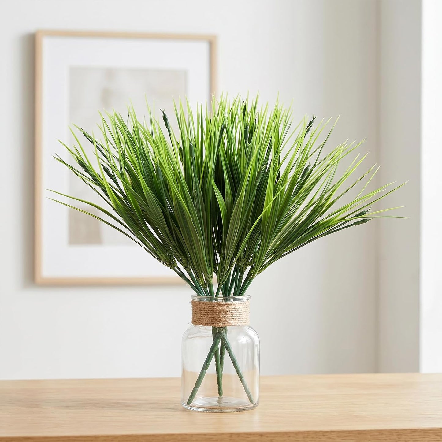 4 Pcs Artificial Wheat Grass, 28cm Fake Grass Faux Plastic Plants Outdoor UV Resistant Wheat Fake Grasses Plants, Greenery Shrubs, Artificial Grasses Outdoor, Faux Greenery Shrubs for Planter