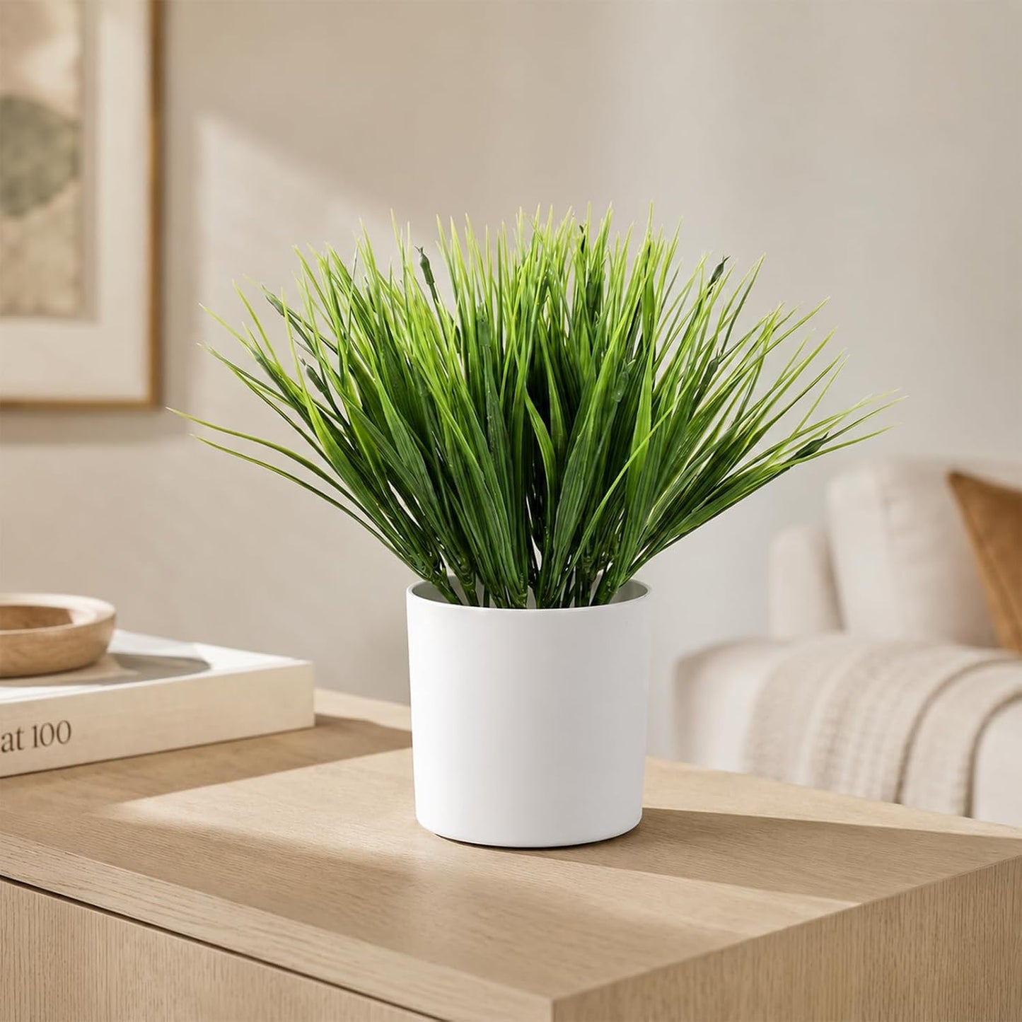 4 Pcs Artificial Wheat Grass, 28cm Fake Grass Faux Plastic Plants Outdoor UV Resistant Wheat Fake Grasses Plants, Greenery Shrubs, Artificial Grasses Outdoor, Faux Greenery Shrubs for Planter