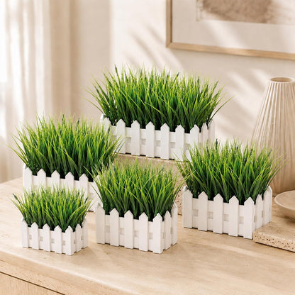 4 Pcs Artificial Wheat Grass, 28cm Fake Grass Faux Plastic Plants Outdoor UV Resistant Wheat Fake Grasses Plants, Greenery Shrubs, Artificial Grasses Outdoor, Faux Greenery Shrubs for Planter