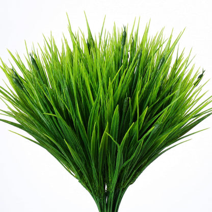 4 Pcs Artificial Wheat Grass, 28cm Fake Grass Faux Plastic Plants Outdoor UV Resistant Wheat Fake Grasses Plants, Greenery Shrubs, Artificial Grasses Outdoor, Faux Greenery Shrubs for Planter