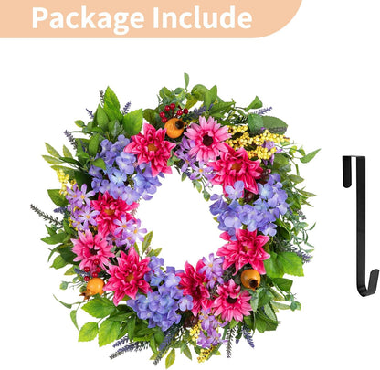 Geranium Wreath for Front Door: Christmas Red Wreaths, 24 Inch