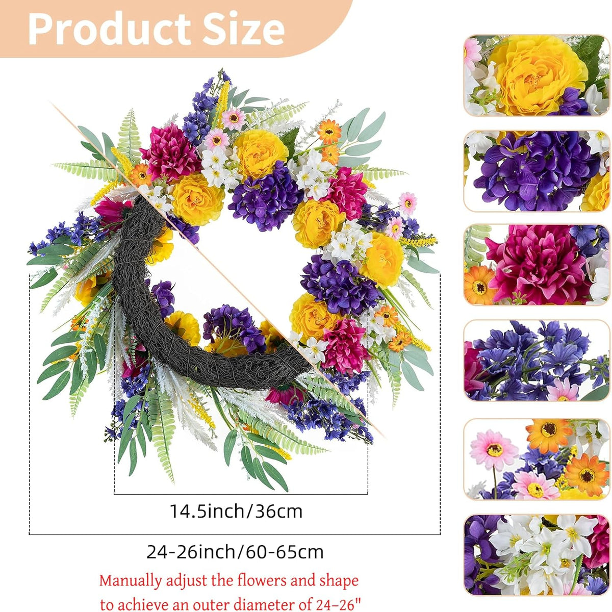 Geranium Wreath for Front Door: Christmas Red Wreaths, 24 Inch
