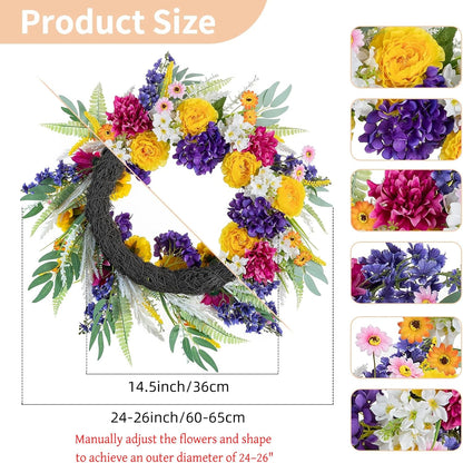 Geranium Wreath for Front Door: Christmas Red Wreaths, 24 Inch