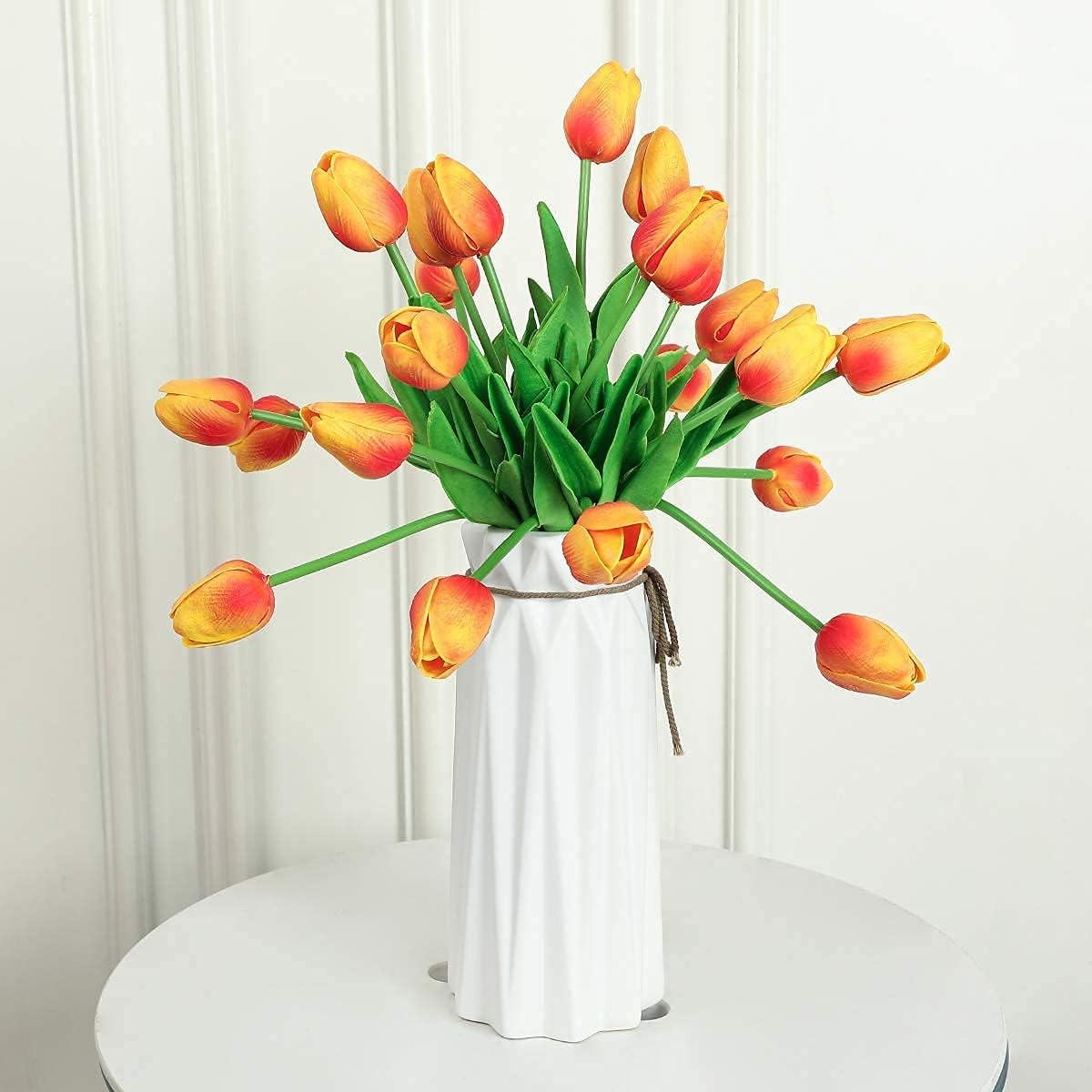 30Pcs Latex Tulips Real Touch Red and Yellow Artificial Flowers Fake Tulips Arrangement Bouquet for Home Office Wedding Decor (Red and Yellow)
