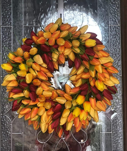 30Pcs Latex Tulips Real Touch Red and Yellow Artificial Flowers Fake Tulips Arrangement Bouquet for Home Office Wedding Decor (Red and Yellow)
