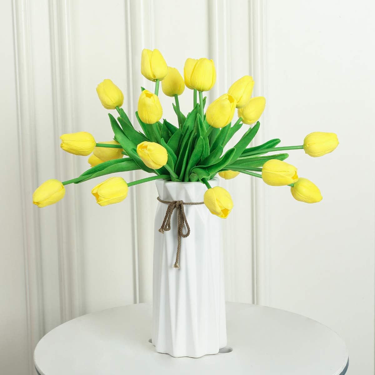 30Pcs Latex Tulips Real Touch Red and Yellow Artificial Flowers Fake Tulips Arrangement Bouquet for Home Office Wedding Decor (Red and Yellow)