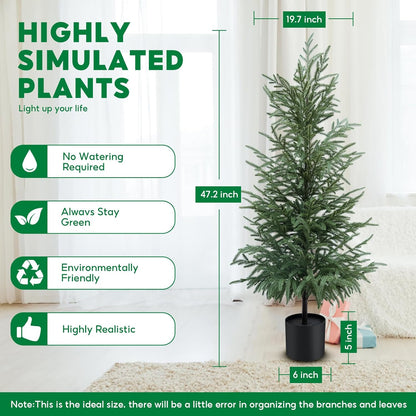 Artificial Norfolk Pine Trees 2 Pack, 3FT Fake Potted Tree with Decorative Burlap Base & Real Touch Leaves, UV Protected Indoor Outdoor Plant for Home Office Garden Decor