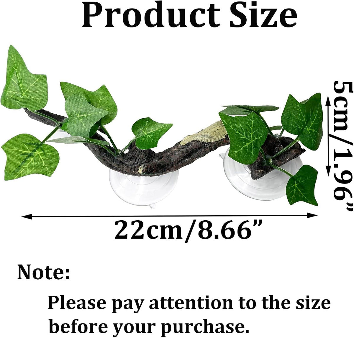 Reptile Corner Branch Resin Climb Tree Branch Decor with Leaves Terrarium Plant Decoration with Suction Cup Gecko Plant Ornament for Amphibian Lizard Snake Climbing