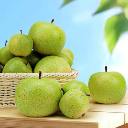 13Pcs Artificial Green Apples, Realistic Fake Fruit for Decoration | 3 different size,realistic look, plastic & foam material, no fade & rot, fruit bowl filler, table centerpiece