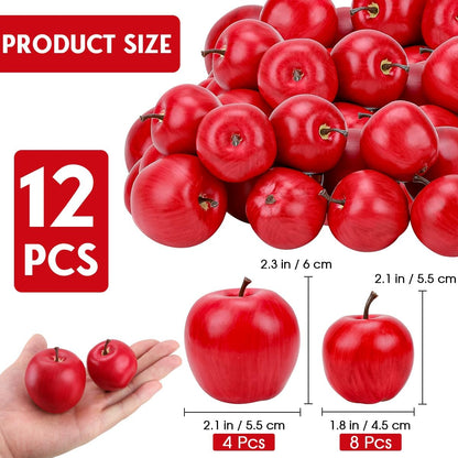 13Pcs Artificial Green Apples, Realistic Fake Fruit for Decoration | 3 different size,realistic look, plastic & foam material, no fade & rot, fruit bowl filler, table centerpiece