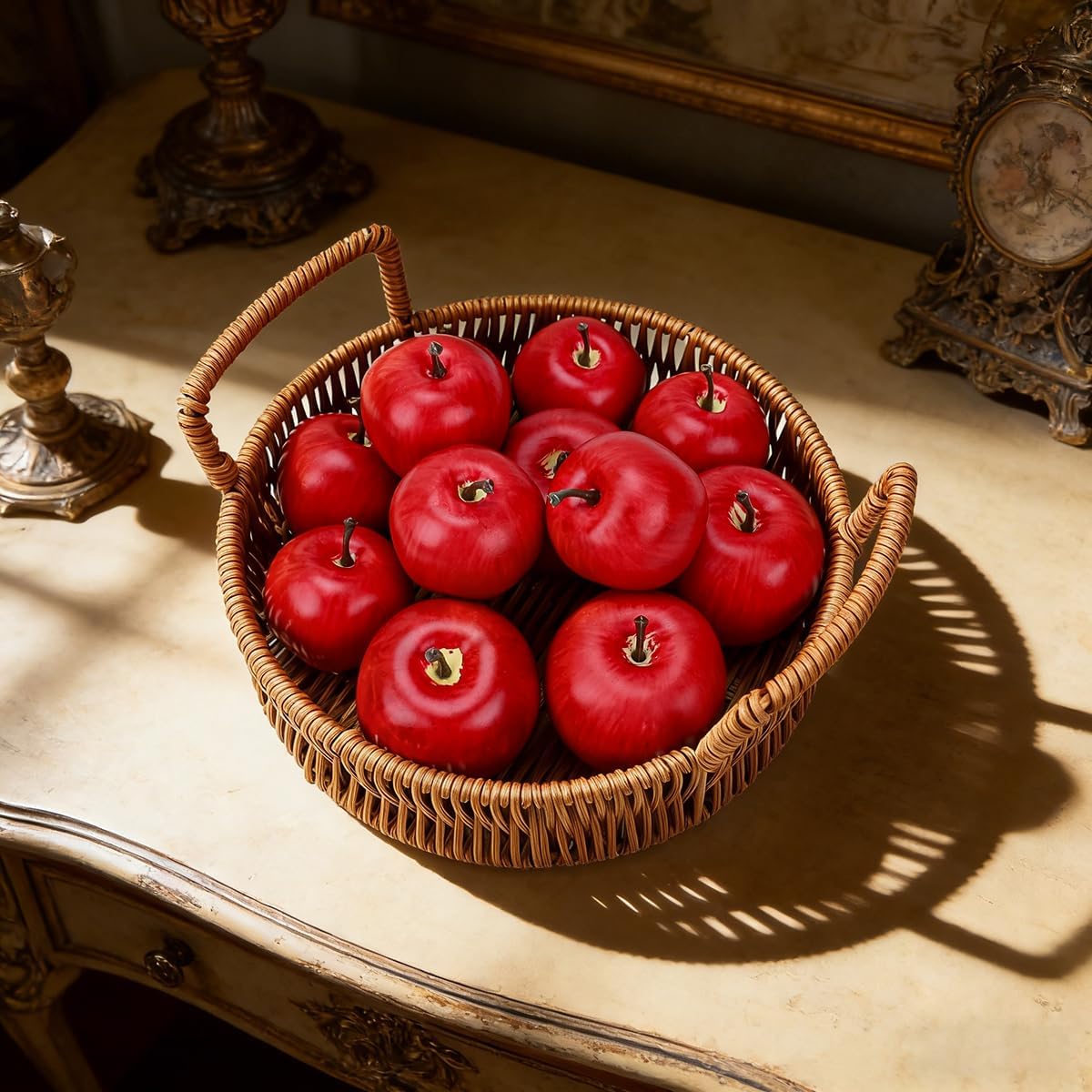 13Pcs Artificial Green Apples, Realistic Fake Fruit for Decoration | 3 different size,realistic look, plastic & foam material, no fade & rot, fruit bowl filler, table centerpiece