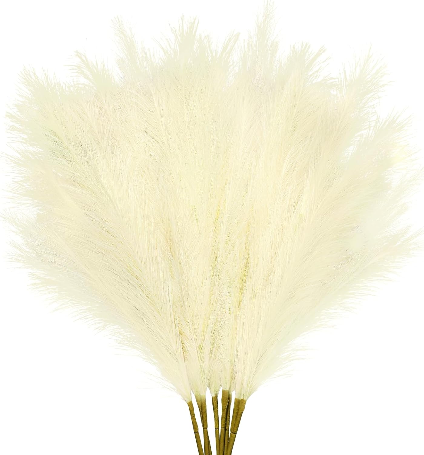 obbsie 50PCS Faux Pampas Grass, 21.6" Short Artificial Pompous Grass Floral Fake Pompas Grass Branches Vase Filler Flower Arrangement for Home Wedding Boho Decor, Beige