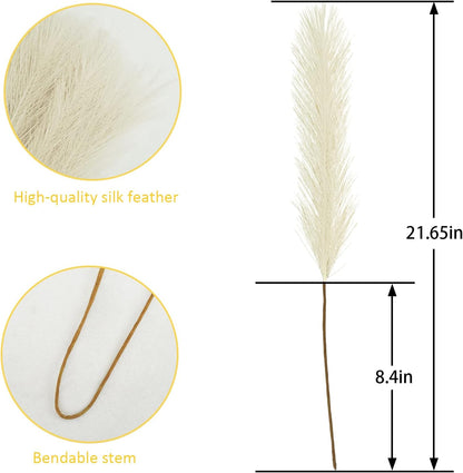 obbsie 50PCS Faux Pampas Grass, 21.6" Short Artificial Pompous Grass Floral Fake Pompas Grass Branches Vase Filler Flower Arrangement for Home Wedding Boho Decor, Beige