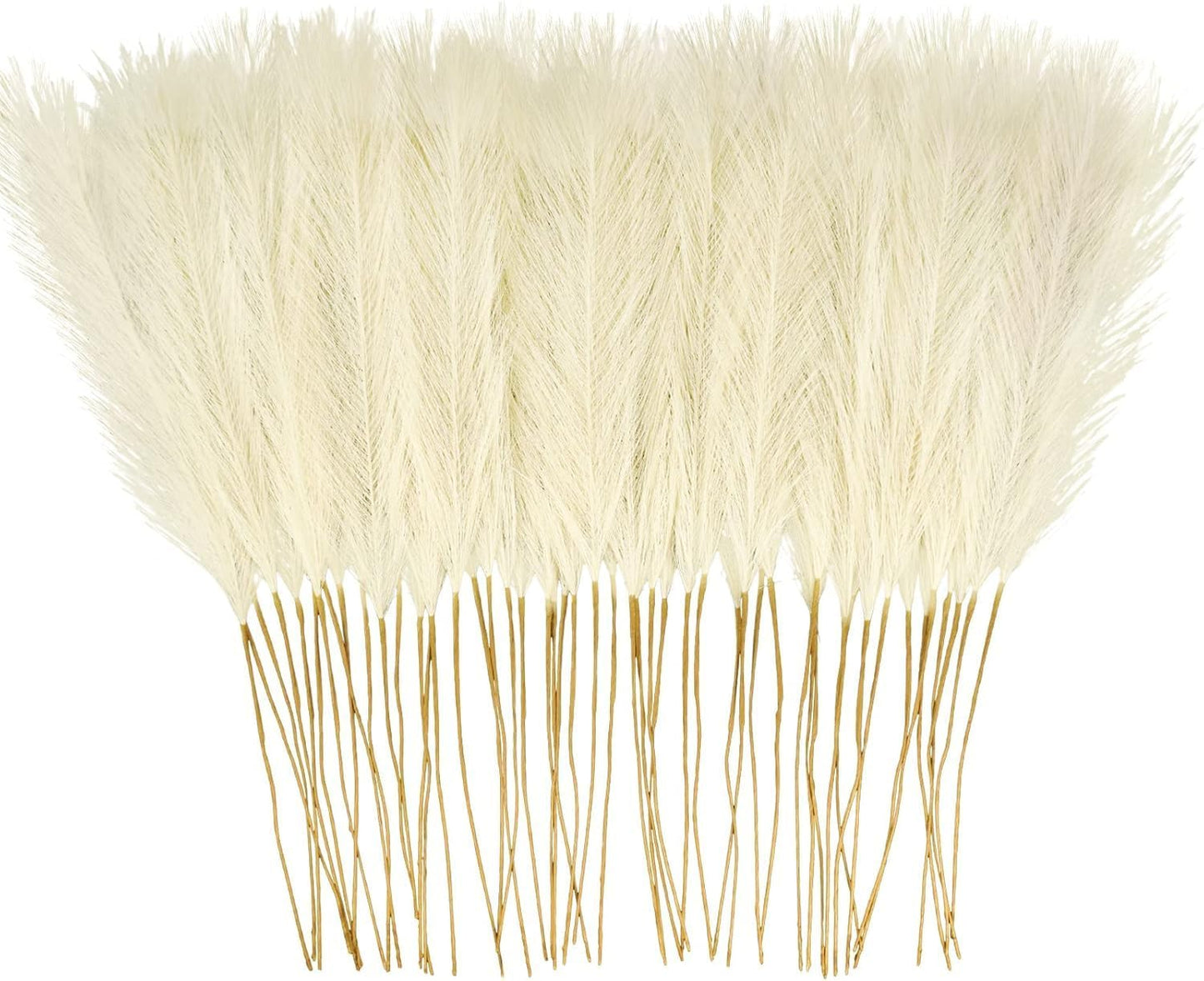 obbsie 50PCS Faux Pampas Grass, 21.6" Short Artificial Pompous Grass Floral Fake Pompas Grass Branches Vase Filler Flower Arrangement for Home Wedding Boho Decor, Beige