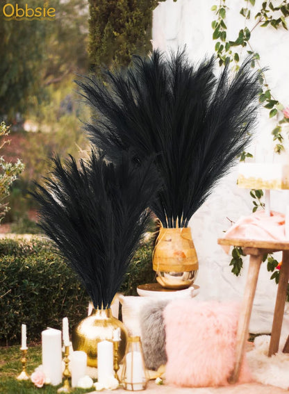 obbsie 50PCS Faux Pampas Grass, 21.6" Short Artificial Pompous Grass Floral Fake Pompas Grass Branches Vase Filler Flower Arrangement for Home Wedding Boho Decor, Beige