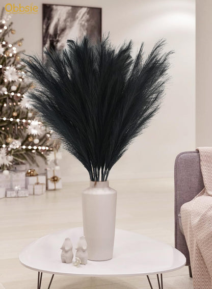 obbsie 50PCS Faux Pampas Grass, 21.6" Short Artificial Pompous Grass Floral Fake Pompas Grass Branches Vase Filler Flower Arrangement for Home Wedding Boho Decor, Beige