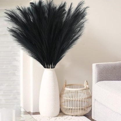 obbsie 50PCS Faux Pampas Grass, 21.6" Short Artificial Pompous Grass Floral Fake Pompas Grass Branches Vase Filler Flower Arrangement for Home Wedding Boho Decor, Beige
