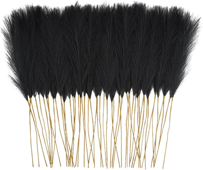 obbsie 50PCS Faux Pampas Grass, 21.6" Short Artificial Pompous Grass Floral Fake Pompas Grass Branches Vase Filler Flower Arrangement for Home Wedding Boho Decor, Beige