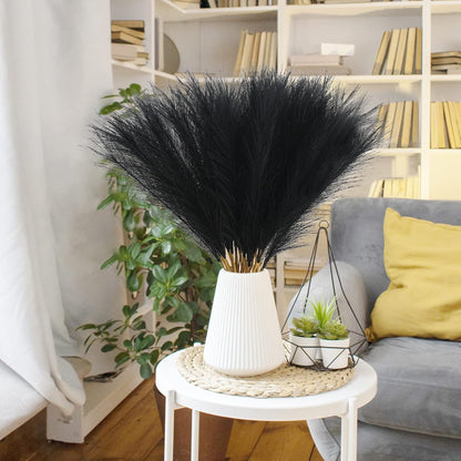 obbsie 50PCS Faux Pampas Grass, 21.6" Short Artificial Pompous Grass Floral Fake Pompas Grass Branches Vase Filler Flower Arrangement for Home Wedding Boho Decor, Beige