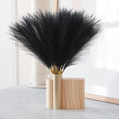 obbsie 50PCS Faux Pampas Grass, 21.6" Short Artificial Pompous Grass Floral Fake Pompas Grass Branches Vase Filler Flower Arrangement for Home Wedding Boho Decor, Beige
