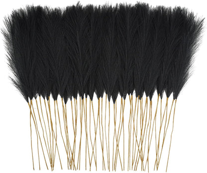 obbsie 50PCS Faux Pampas Grass, 21.6" Short Artificial Pompous Grass Floral Fake Pompas Grass Branches Vase Filler Flower Arrangement for Home Wedding Boho Decor, Beige