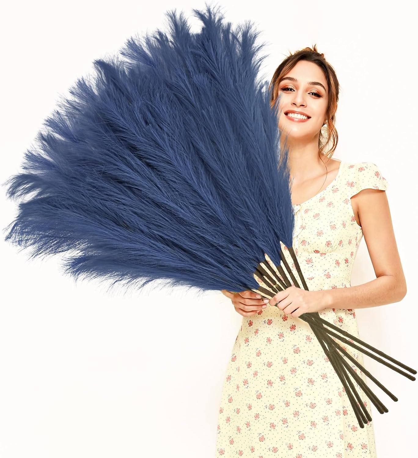 obbsie 50PCS Faux Pampas Grass, 21.6" Short Artificial Pompous Grass Floral Fake Pompas Grass Branches Vase Filler Flower Arrangement for Home Wedding Boho Decor, Beige
