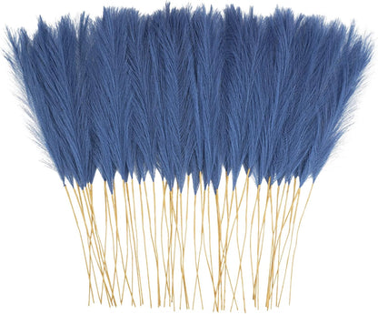 obbsie 50PCS Faux Pampas Grass, 21.6" Short Artificial Pompous Grass Floral Fake Pompas Grass Branches Vase Filler Flower Arrangement for Home Wedding Boho Decor, Beige