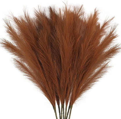 obbsie 50PCS Faux Pampas Grass, 21.6" Short Artificial Pompous Grass Floral Fake Pompas Grass Branches Vase Filler Flower Arrangement for Home Wedding Boho Decor, Beige
