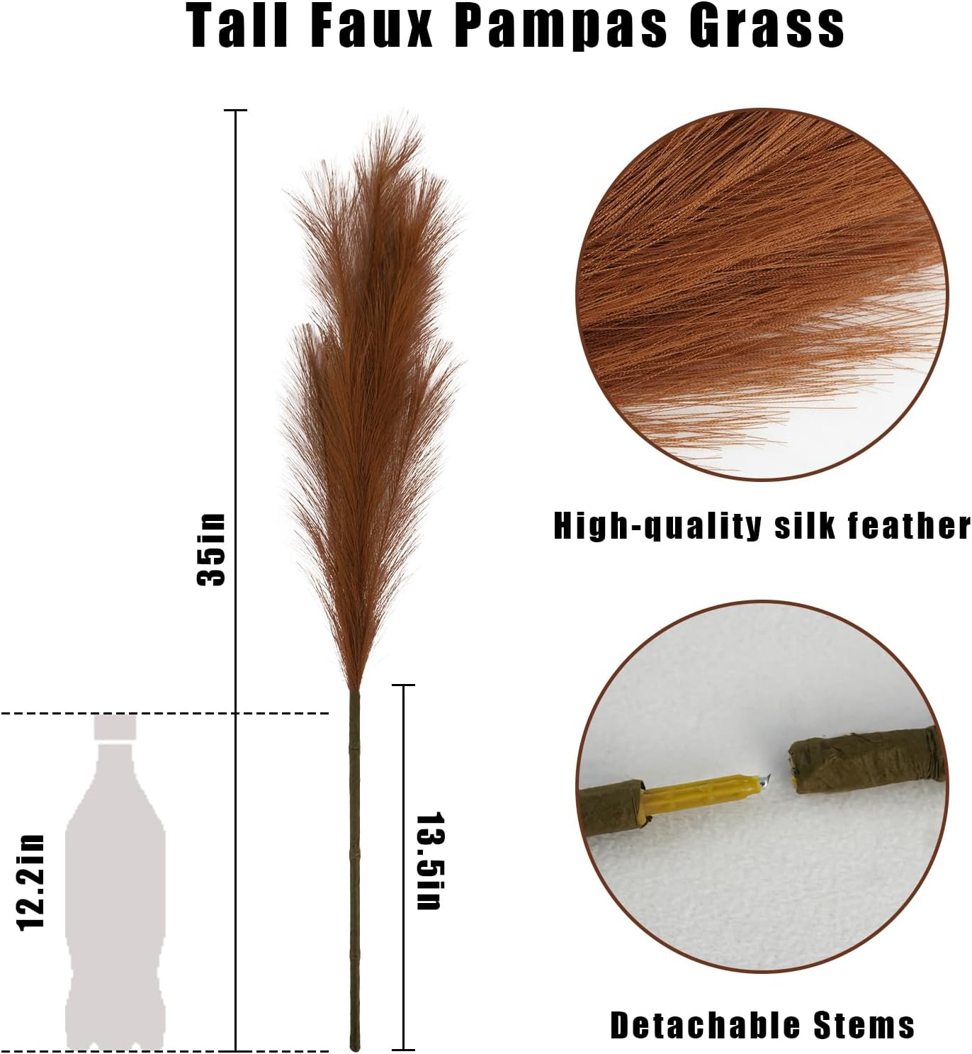 obbsie 50PCS Faux Pampas Grass, 21.6" Short Artificial Pompous Grass Floral Fake Pompas Grass Branches Vase Filler Flower Arrangement for Home Wedding Boho Decor, Beige