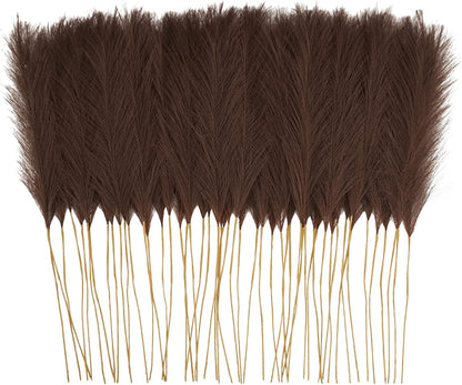 obbsie 50PCS Faux Pampas Grass, 21.6" Short Artificial Pompous Grass Floral Fake Pompas Grass Branches Vase Filler Flower Arrangement for Home Wedding Boho Decor, Beige